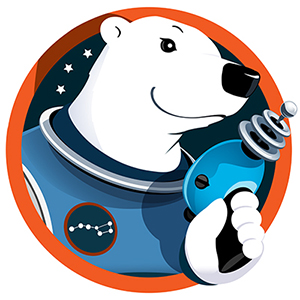 Worldcon 75 logo jääkarhu sädease kädessä