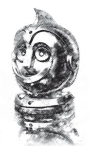 Kuvassa on mustavalkoinen piirros Atorox-robotista.